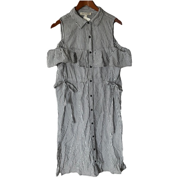 Harlow And Rose Dresses & Skirts - Harlow & Rose Blue White Midi Nautical Striped Dress Size M Beach Boat NWT